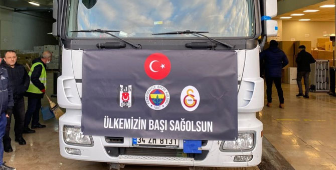 Fenerbahçe, Galatasaray ve Beşiktaş'ın yardım TIR'ları yola çıktı