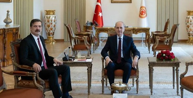 Erkan Baş'tan TBMM Başkanı Kurtulmuş'a 'Can Atalay' ziyareti