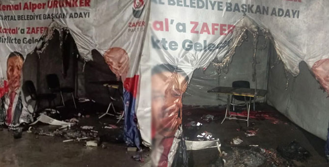 Zafer Partisi'nin seçim çadırı yakılmıştı: 1 kişi gözaltına alındı